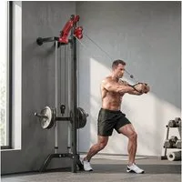 SPORTNOW Kraftstation inkl. Latzugstange Griffstange Seilzug, 0 Gewichtsblöcke (16-fach Verstellbar Latzugstation, 1-tlg., Latzugmaschine), bis 120kg
