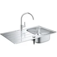 Grohe Edelstahlspüle Bau Set (Spüle und Küchenarmatur) Edelstahl (31562SD1)