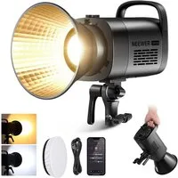 Neewer Videoleuchte CB120B 120W LED Videoleuchte, 2,4 G APP Steuerung, COB, zweifarbig, 2700K–6500K, 12 Szenen/Bowens Halterung, Dauerlicht für Studio