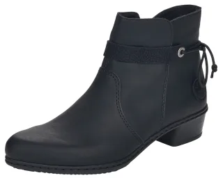 Rieker Stiefelette, Blockabsatz, Ankleboots mit Zierbändern