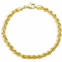 Tony Fein Armband Kordelarmband 5 mm 585er Vergoldet Hochglanzpoliert, Made in Italy für Damen und Herren