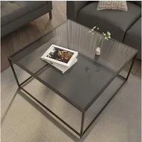 LuxusKollektion Couchtisch Runder Couchtisch Glastisch Schwarz 4 mm Metallgestell 45x70 cm