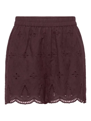 ONLY - ONLFRANI EMB PULL UP SHORTS WVN Decadent Chocolate - Gr. - S