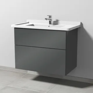 Sanipa 3way Waschtischunterbau zu Duravit Starck 3 Waschtisch mit 2 Auszügen, Anthrazit-Glanz SF71179