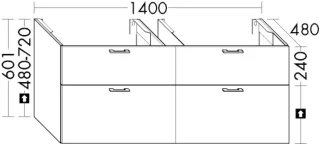 Burgbad Waschtischunterschrank System 30 Preisgruppe 2 Echo 601x1400x480 Eiche Dekor Nachtschwarz SHQU140F7321