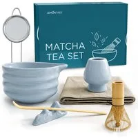 Lemontree Teeservice Matcha Set - 7-teiliges Matcha Tee Lebensmittelecht, Spülmaschinenfest, 1 Personen, Keramik, Matcha Zubehör Set Bambus Besen, Keramik Schale, Matcha Löffel & Sieb