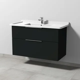 Sanipa 3way Waschtischunterbau zu Duravit Starck 3 Waschtisch mit 2 Auszügen, Vulkan-Matt UP7121V