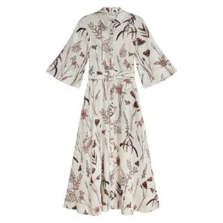 Ted Baker Luwisa Leinen-seide Plissee-midikleid In Elfenbein