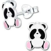 Limana Paar Ohrstecker Kinder Mädchen Panda Bär echt 925 Sterling Silber, kleine Kinderohrringe Geschenkidee