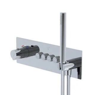 Steinberg Unterputzthermostat, mit pushtronic, mit Mengenregulierung, für 4 Verbraucher, chrom, 3904 39042422