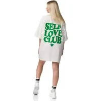 Worldclassca T-Shirt Worldclassca Oversized Print LOVE CLUB T-Shirt lang Sommer Oberteil