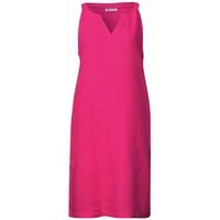 STREET ONE Sommerkleid Knielanges Kleid mit Split Neck aus Leinen