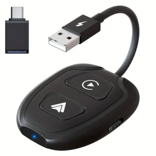 2 IN 1 Car Wireless CarPlay & Android Auto Adapter Plug and Play Compatible All Car Models with USB / USB-C Port