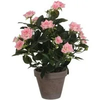 Kunstpflanze Mica künstlicher Rosenstrauch rosa im Blumentopf, Mica Decorations