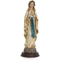 Moritz Dekofigur Jungfrau Maria Statue 21 cm Marienfigur mit Rosenkranz und Akzenten, Polyresin Figuren Deko Geschenk Geometrische TierFigur Modern Skulptur