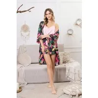 COOLISMO NIGHTWEAR Shorty seidiges Sommer Pyjama-Set (2 tlg) mit floralem Muster und Satin-Optik
