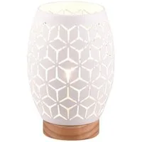 Reality Leuchten LED Nachttischlampe, Dimmfunktion, über Schalter in 3 Stufen dimmbar, LED wechselbar, warmweiß, klein-e besondere mit Holz-fuß für gemütliche Fensterbank, Höhe 21cm