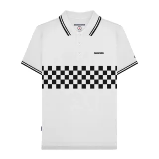 Lambretta - "SS25" Poloshirt Mit kontrastfarbenen Streifen für Herren (Weiß/Schwarz)