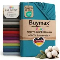 Buymax Spannbettlaken Babybett Kinderbett 60x120cm 70x140cm, Jersey 100% Baumwolle, Gummizug: Rundumgummi, (1 Stück), bis 15 cm Matratzenhöhe, weich, atmungsaktiv, hautfreundlich