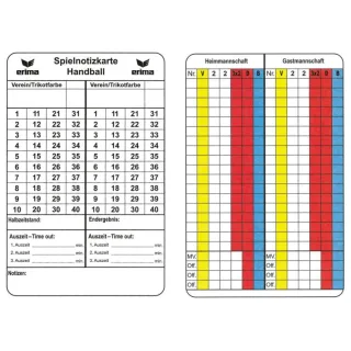 Erima Spielnotizkarten Handball