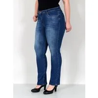 ESRA Straight-Jeans Damen Jeanshose Gerader Schnitt Stretch Hose hoher Bund bis Plus Size Straight Jeans Damen High Waist Hose Stretch Jeans Regular Übergröße