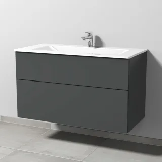Sanipa 3way Glas-Set Glas-Waschtisch und Unterbau mit 2 Auszügen, Anthrazit-Matt SM20422