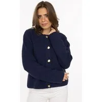 Zwillingsherz Strickjacke "Herz Knopf" mit Lockstrickmuster und Herzknöpfen in goldfarben