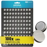 ABSINA AG10 LR1130 Knopfzelle 10er Pack - 1,5V Alkaline Knopfzellen Knopfzelle, (1,5V V, 1 St), Temperaturbeständig bei -10°C bis +50°C