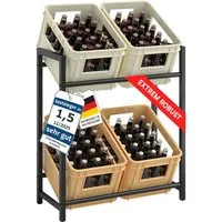 STEELSØN Flaschenregal Macondo aus Metall, Getränkekistenregal schwarz, für 4 Kisten, auch verfügbar für 6 Kisten & mit Ablage