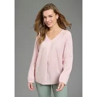 DELMAO Schlupfbluse femininer Stil, Langarm, aus Viskose, mit V-Ausschnitt