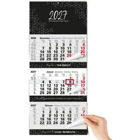TOBJA Wandkalender 3 Monatskalender 2027 Block Premium 33x77 Motivation Metallöse FSC, Block-Format, Motivations-Sprüche, 33x77 cm, Metallöse, DE/EN/FR/ES