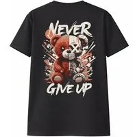Banco T-Shirt Herren Teddy Never Give Up Shirt Print (Einzelartikel) Hochwertiger "Never Give Up" Grafik-Print auf der Rückseite