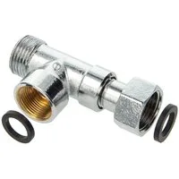 tecuro Spültischarmatur T-Stück Abzweig Verteiler f. Eckventil, G 3/8 ÜWM x 3/8 AG x M15 x1 IG