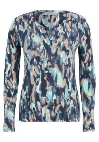 Betty & Co - Blusenshirt blau/camel - Gr. - S
