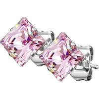 Taffstyle Paar Ohrstecker Quadratische Ohrstecker Edelstahl Ohrringe Silber Kristall Rosa 3mm (Damen Herren zum Geburtstag Weihnachten Valentinstag Muttertag), Ohrringe Stecker Ohrstecker Schmuck Geschenke für Frauen Freundin