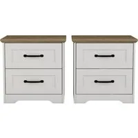 OTTO home Nachtkommode Emmilia Nachttisch Set im Landhaus Design (2 St., Schlafzimmer Kommoden Nachschrank im 2er Set), 2 Schubladen je Nachttisch - viel Stauraum im Schlafzimmer