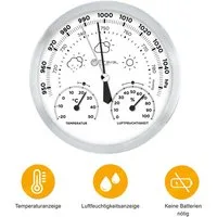 Miraval Klimamesser Design Analoge Wetterstation 130 mm, (Inklusive Akku), Hygrometer, Barometer, Thermometer