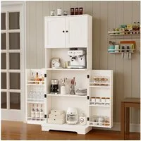 oyajia Sideboard Modernes Küchenschrank, mit 6 Türablagen (Anrichte und Aufbewahrungsschrank mit verstellbaren Regalen)