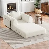MODFU Schlafsofa Chenille-Schlafsessel 2-in-1, mit Staufach in der Armlehne, Metallrahmen und mehreren Konfigurationsmöglichkeiten 1 Teile, mit Relaxfunktion