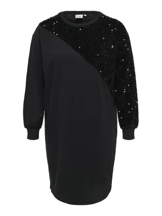 ONLY CARMAKOMA - CARNELLIE L/S O-NECK BLK SWEAT DRESS JRS Black - Gr. - 48