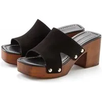 French Connection Mule, Sandale, offener Schuh, Sommerschuhe, Lederpantolette Pantolette aus Leder mit Blockabsatz und Plateausohle