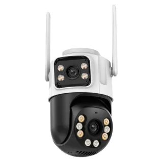 Guudgo 6MP HD Dual Lens Wireless Security Camera 360° Color Night Vision Human Motion Detect Two Way Audio Waterproof De