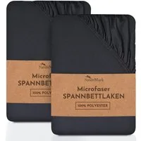 NatureMark Spannbettlaken 2er-Set Mikrofaser Spannbetttuch, Polyester, Gummizug: rundum, (2 Stück), Schwarz)