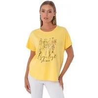 Estefania for woman Rundhalsshirt 194-1224, mit überschnittenen Ärmeln und Strassbesatz abgerundeter Saum