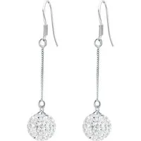 LÖB Paar Ohrhänger 925 Silber Ohrringe Hängend Shamballa Glitzer Zirkonia Kugel Anhänger (Geschenke für Frauen Damen Beste Freundin Mutter Mama Ehefrau Oma sie zum Geburtstag Schmuck Sommer), Ohrhänger Perlen Lang Perlenanhänger Perlenohrringe Brauts