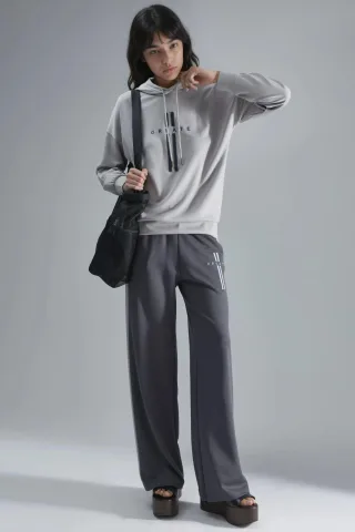 Modal Touch Kapuzen-Sweatshirt & gestreifte Detail-Hosen Set