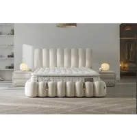 BAMBI YATAK Boxspringbett Set, Bambi Vanilla, Schlafzimmerbett, Matratze mit Topper, H3 Mittel (1 x H3 Mittelfest Matratze, 2 x Bettkasten, 1 x Bettkopfteil), Taschenfederkern, Matratzenhöhe: 34 cm