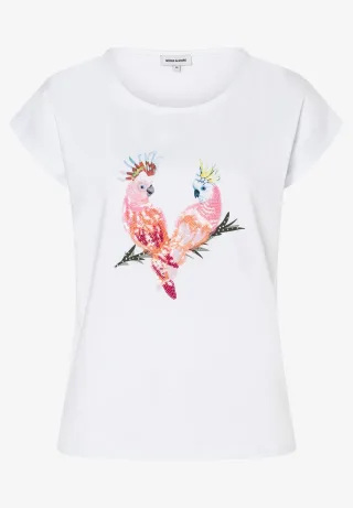 MORE & MORE - T-Shirt mit Papagei weiß - Gr. - 38