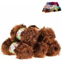 AYAZ Fransen-Strickgarn Yumos 5 Knäuel à 150 m 100 g Strickwolle Häkelwolle, 5 m (Paket, 5-St), 1223 braun