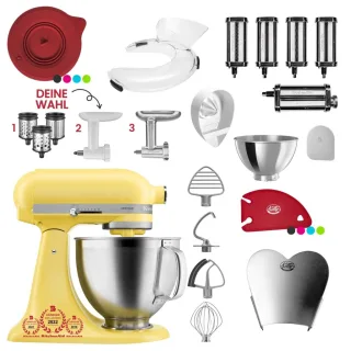 KitchenAid 4,7 Liter KSM195 Spar-Set Pasta Deluxe mit 5-teiligem...